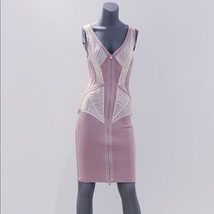 Hervé Léger Icon Plunging V Cocktail Dress